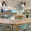 SGEat Food Court - 100AM | Product Seen: [Spheres Dining Table - Customisable, Panino Side Chair, Doreen Side chair, Tratto - PP Side Chair, Dawson Stool, Customised laminate table top + Mounty Table Base – Steel (for floor mounting)]